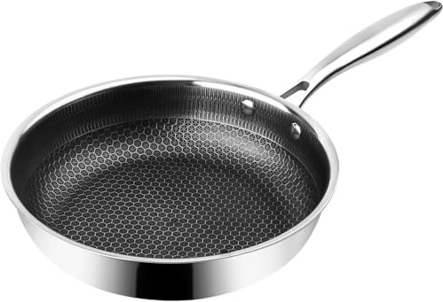 WEEKETT Frying Pan 28cm, Dishwasher Safe, Oven Safe to 250°C, Scratch Resistant, PFOA Free, Hybrid Tri-ply Stainless Steel, Induction Hob, Compatible with All Cooktops (Lid Excluded)