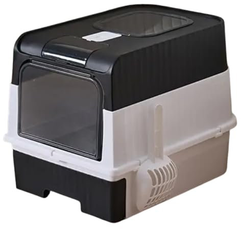 Katzenstreubox - 19,29 Zoll Müllschachtel Mit Deckel - Katze Kapuze -Würfe -Tablett - Faltbares Geschlossenes Tablett Mit Schaufeln Und Seitsystem, Platzeinsparung Für Katzen, Haustiere, Innenräume Od