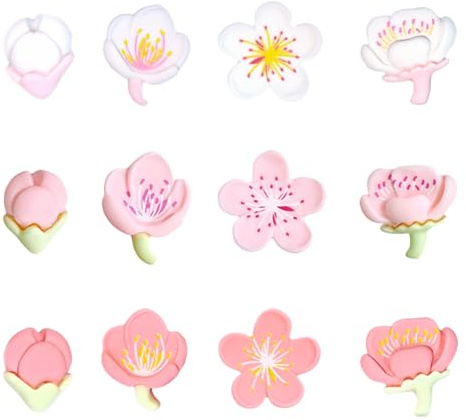 Small 3D Flower Fridge Magnets, 12 Pcs Cute Fridge Magnets Strong Magnet Colourful Decorative Fridge Magnet for Whiteboard Office Kitchen Locker