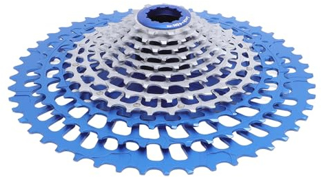 Generic Cykelkassett 12 Speed Aluminium Steel Sprocket, Bred Kompatibilitet, Lätt Design, för Mountainbike -entusiaster (Blå silver)