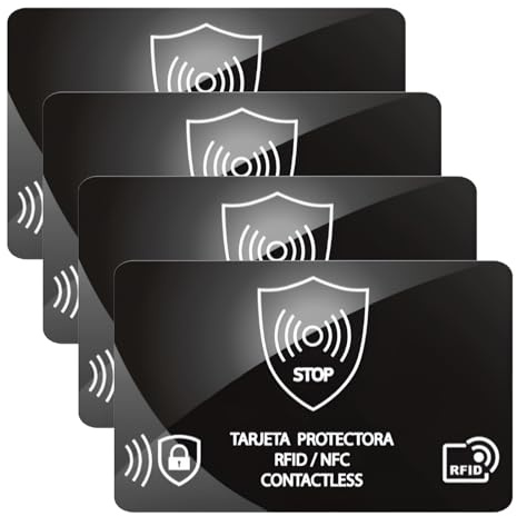 Lot de 4 cartes de blocage RFID, protection de cartes de crédit, bloqueur de cartes pour cartes sans contact, porte-cartes de débit RFID antivol pour portefeuille, bloqueur NFC fin pour sac à main