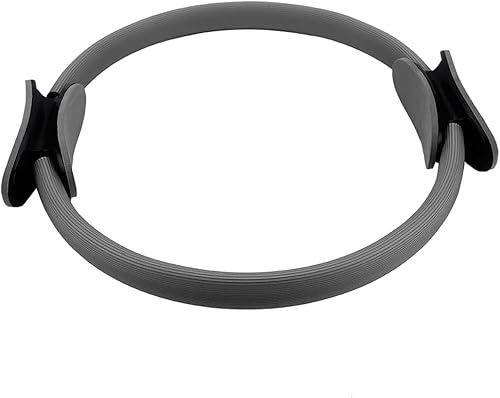Mayhug Anillo de pilates de fitness, doble mango, círculo de ejercicio, anillo de resistencia de doble agarre para muslos y piernas, 15 pulgadas (gris)