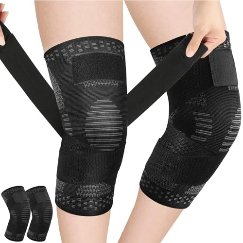 Fefod Genouillère Sport, 2PCS Genouillère Élastique Réglable, Genouillère Rotulienne et Ligamentaire, Compression Genouillère, Rotule-Genouillère Sport pour Running Ligamentaire Menisque Arthrose