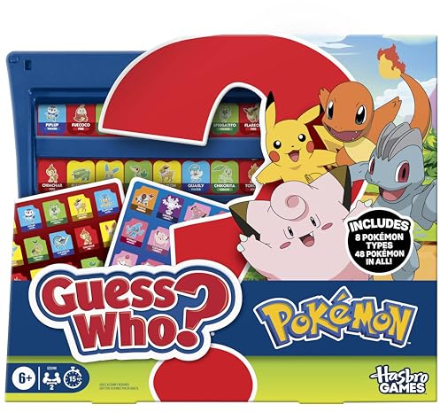 Spelet Vem där? i Pokémon-utgåva | 48 Pokémon | Roliga barnbrädspel för familjen | 2 spelare | 15 min | Resevänligt | Från 6 år