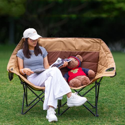 ZPVXRVQ Chaise de Camping Pliante à Double épaisseur, canapé d'extérieur Extra-Large pour 2 Personnes, pour la Plage, Les Pique-niques et Les Cours