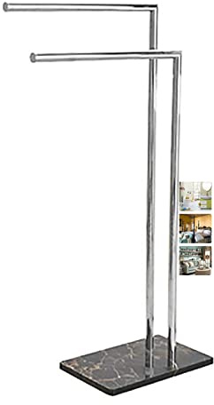 Toallero de baño para baño, soporte independiente para toallas con barras, tendedero doble, color negro