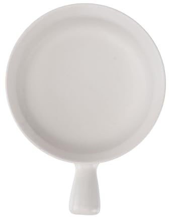 Baluue Ceramic Noodle Bowl with Handle Milk Pot for Cooking Porridge Salad Breakfast Serving Dish Ovenware for Home Kitchen White