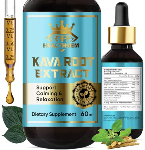 HEALTHGEM Kava Kava Drops | Premium Herbal Supplement with Passionflower & Valerian Root | Vegan, Non-GMO, Gluten Free(2.0 Fl Oz)