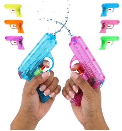 TC Toys Mini Water Guns 2-Pack – 11cm Neon Water Pistols Duo Set for Kids – Small Pocket Sized Squirt Guns for Summer Garden Play & Party Bag Gifts – 2 Assorted Vibrant Colours
