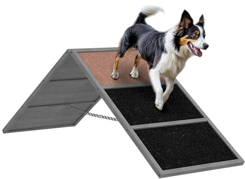 PawHut Hunde Agility Steg rutschfeste Oberfläche 173 x 59 x 66 cm Grau