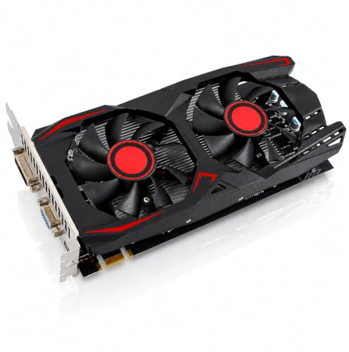 HERCHR Scheda Grafica Video per PC, Slot PCIE 2.0 16X a Doppia Ventola GDDR5 da 6 GB 16X Supporta Interfaccia Multimediale DVI VGA HD Scheda Video da Gioco per PC Desktop