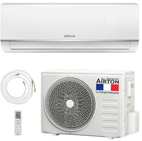 Airton PACK prêt-à-poser : Pompe à chaleur/Climatiseur réversible R32-2500/2800W - 9000BTU + Liaison 4M Ready Clim (30m2 - A++) - Gaz pré-chargé.