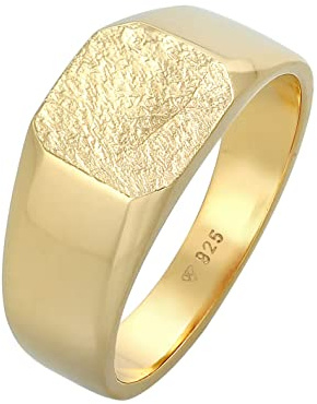 Kuzzoi Anillo de sello para hombre cuadrado mate en plata de ley 925 chapada en oro, anillo clásico de plata maciza para hombre, 11 mm de ancho, anillo dorado para hombres