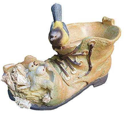 Aspinaworld Gartenfigur, Pflanzschuh mit Vogel zum bepflanzen, Figur für den Garten, wetterfeste Deko