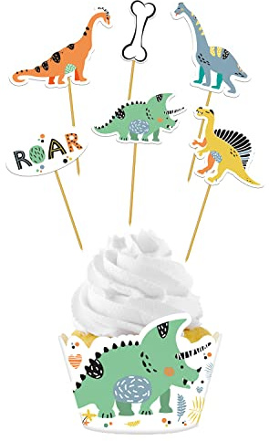 Folat 68304 Set de décoration pour cupcakes Dino Roars - 12 pièces