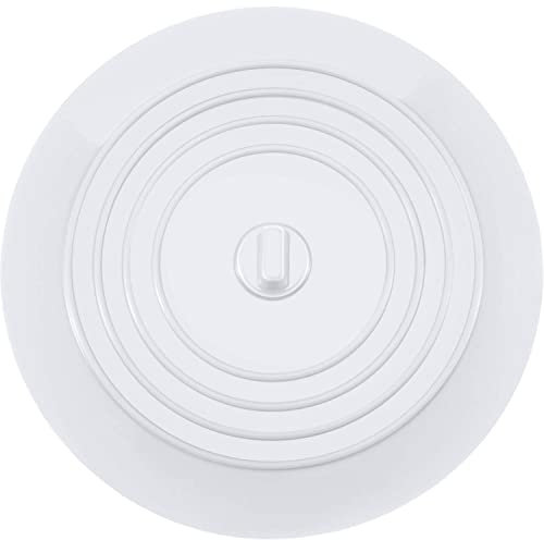 FIXIT Universal Bath Plug, Universal Sink Drain Plug For Kitchen, Bathroom and Laundries. 6 Inch Durable Silicone Plug With Effective Seal (White)