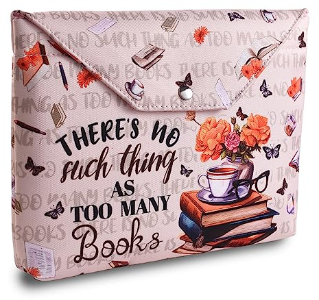 Pochette de livre avec pochette protectrice à fermeture éclair, pochette de livre en tissu lavable, pochette de Kindle 11 x 9 pouces Cadeaux pour amoureux des livres Cadeaux pour amoureux des livres