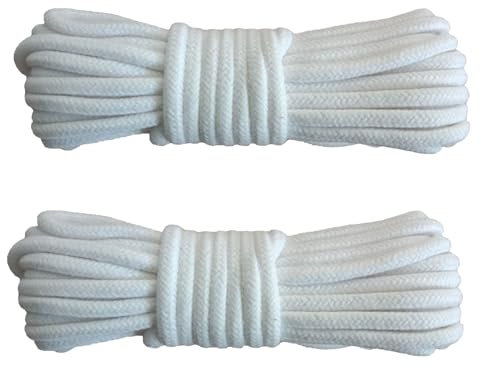2 Piezas Cordón Retorcido de Algodón Grueso, 10 Metros de Largo, 8 mm de Espesor, Cuerda Trenzada para Tender Ropa, para Acampar, Jardinería, Canotaje, Tirar de la Cuerda, Mascota, Escalada (Blanco)