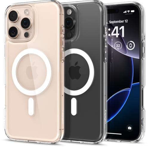 Spigen Ultra Hybrid MagFit Case for iPhone 16 Pro Max, Compatible with MagSafe Accessories [Anti-Yellowing] [Military-Grade Drop Protection] - Clear White