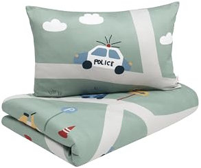 s.Oliver Kinderbettwäsche Auto 100 x 135 cm - 100% Baumwolle, Reißverschluss, anschmiegsam, weich & waschbar, Mako Satinbettwäsche mit Autos mehrfabig