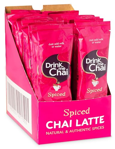 Drink Me Chai Spiced Chai Latte Sachets (Pack of 30) Just Add Milk or Water | Individually Wrapped Instant Chai Latte Powder | Natural & Authentic Masala Chai Powder Spice Blend | Gluten Free