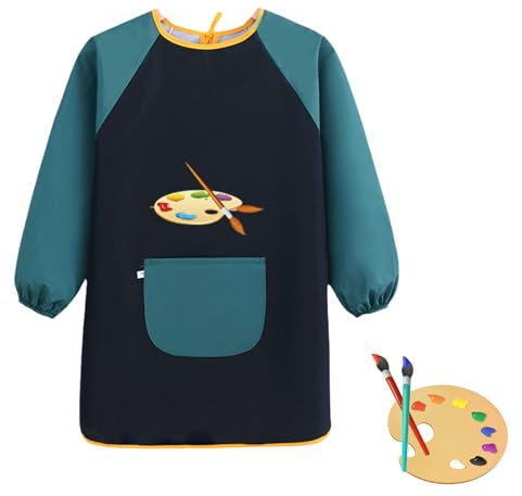 LILIKAI Malkittel Schule 1. Klasse,Malschürze Kinder ab 6 Jahre,Junge Malerkittel Bastelschürze,Tuschkittel Kind Schürze Wasserdicht 7-12 Werkenschürze Langarm Kunst Malen