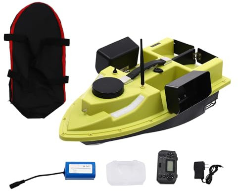 XUEMANSHOP Angelköder-Boot, GPS Köderboot Futterboot mit 500m Fernsteuerung und Ladegerät, GPS Postion Auto Cruise, 99 Köderpunkte, 2KG Beladung Fischköder Boot