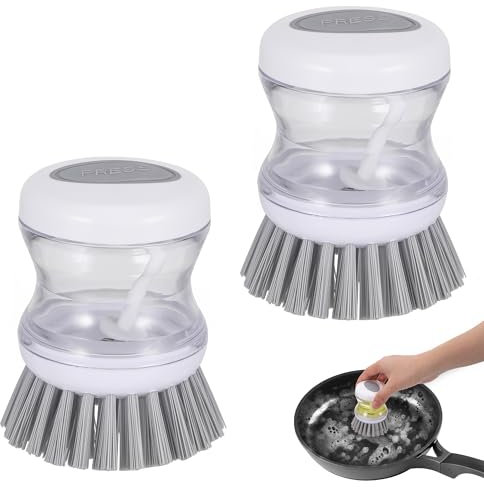 Starvortex 2pc Cepillos Fregar Platos con Dispensador de Líquido, Reutilizables Cepillo para Lavar Platos, Duradero Cepillos para Fregar Platos, Cerdas Densas para Varios Utensilios Cocina