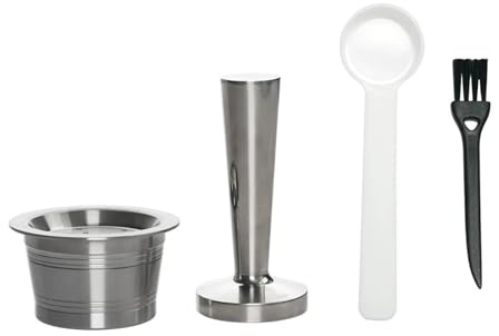 Compatible For K-fee，Compatible For Starbucks Verismo，Compatible For ALDI Expresso Capsule，Refillable Coffee Capsule In Stainless Steel Reusable Pods(1PCS Pod and 1PCS Tamper)