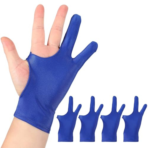 sourcing map 4pcs Artist Drawing Glove, Breathable Graphics Painting Glove with Two Fingers for Right Left Graphic Digital Tablet Paper Sketching (Size M), Blue