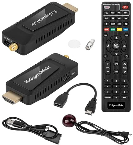 Kruger & Matz KM9998 Mini DVB-T2 Receptor H.265 HEVC HDMI Stick FullHD Modo Hotel Dolby Digital Plus