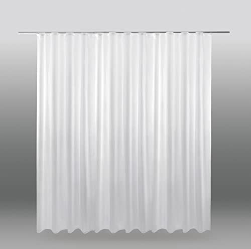 Bestlivings Gardine 300cm bis 900cm Breite, Voile transparent Kräuselband Universalband mit eingenähten Bleiband in der Farbe weiß (Breite ca. 450 cm, Länge ca. 145 cm)