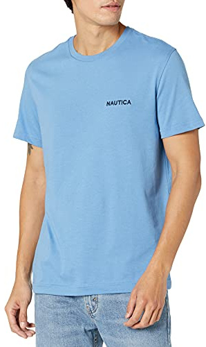 Nautica Men's Short Sleeve Solid Crew Neck T-shirt T Shirt, Rivieria Blue Solid, L UK