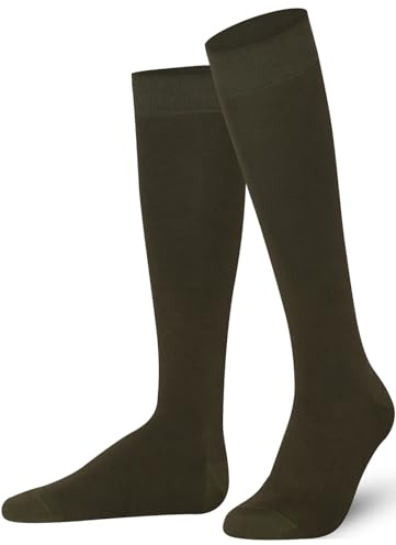 Mysocks Knee High Socks Men Womens Girls Cotton Seamless Toe Long Socks Knee Length Knee Socks Khaki,4-7