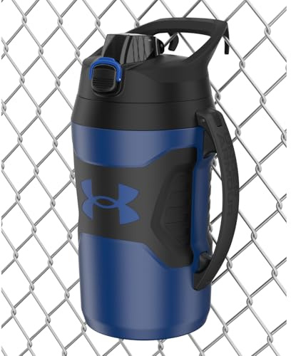 Under Armour Half Gallon Water Bottle Insulated, 64oz Insulated Water Bottle with Handle, Fence Hook, Leak Resistant, for Baseball, Football & More, Royal/Black