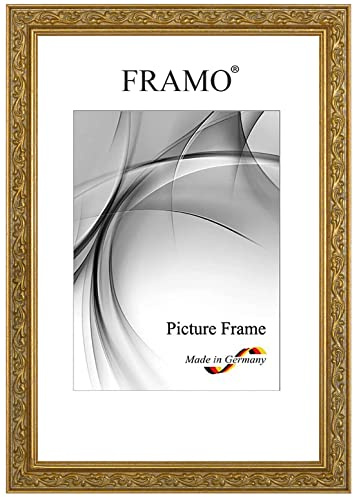 FRAMO Barock Bilderrahmen 50 x 70 cm aus Massivholz | Alt-Gold | Farbe/Größe wählbar | Retro Vintage Antik Rahmen N°096