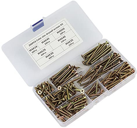 Duendhd 200 Pieces Colour Head Countersunk Head Self Cutting Nail Screw