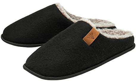 DUNLOP Mens Felt Mule Slippers - Black - UK 10