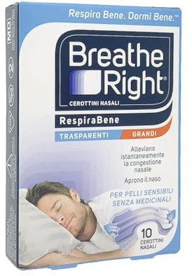 CEROTTI NASALI BREATHE RIGHT TRASPARENTI GRANDI 10 PEZZI