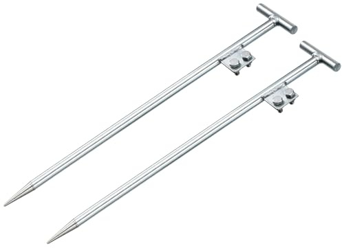 sourcing map Lot de 2 tiges de terre galvanisées à froid - 1 m - Plaque de soudure en forme de T - Double trou - Piquet de mise à la terre pour antenne parabolique - Clôture électrique