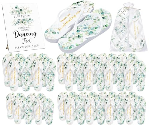 Twistover 24 par flip-flops bulk för bröllopsgäster mottagning bröllopsfest gåvor dansande tofflor sandaler skor möhippa presenter, som bilderna visar, L