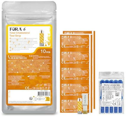 FORA Set 10 Strisce Reattive per Colesterolo Totale con 10 Lancette Sterili