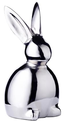 EDZARD Figura decorativa de conejo Louis (altura 13 cm), aluminio niquelado, decoración de Pascua, decoración de mesa para Pascua