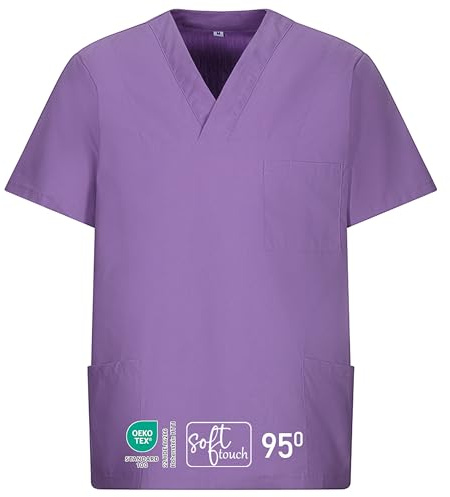 EXNER Medizinischer Schlupf-Kasack, OP-Kasack, Unisex, für Krankenpflege, Altenpflege, Farbe Purple, Größe 7XL