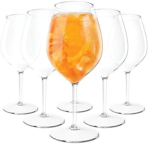 TUNDRA – Juego de 6 copas de plástico rígido lavables | Opera 51 cl | irrompibles, de Tritan®, lavables en lavavajillas, libres de BPA y reutilizables | Copas transparentes con efecto cristal para