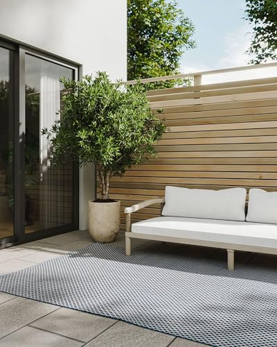 benuta Basic In- & Outdoor Teppich Lou - Blau 160x230 cm - Wetterfest & UV-beständig - Multifunktional für Balkon, Terrasse, Garten - Küchenteppich & Wohnzimmerteppich - Pflegeleicht Robust