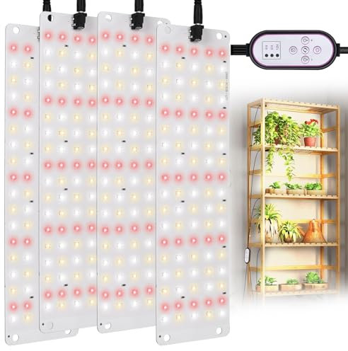 TONYFUL Pflanzenlampe LED Vollspektrum 4 Stück, 36W Pflanzenleuchte, 360 LEDs Pflanzenlicht für Zimmerpflanzen, 4/8/12H Zeitschaltuhr 10 Arten von Helligkeit für Zimmerpflanzen