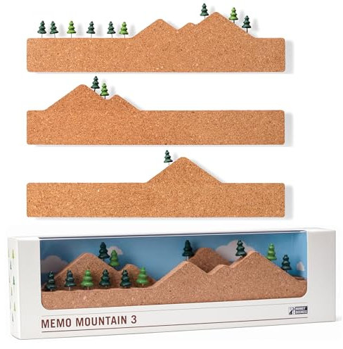 Monkey Business Memo Mountain Bandes de tableau en liège – Tableau d'affichage avec punaises scène de montagne, accessoires de bureau, jolis tableaux en liège pour murs (Memo Mountain 3)