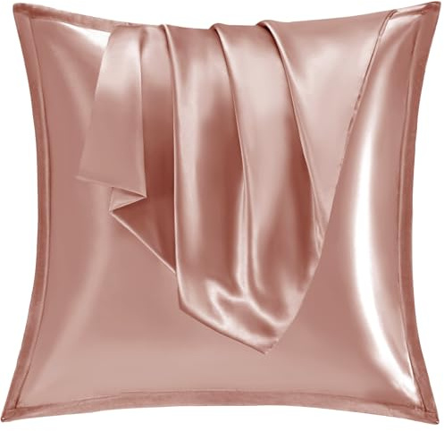 Vielit Set of 2 Satin Cushion Covers 65 x 65 cm with Zip, Soft Like a Silk Pillowcase, Like Silk Pillowcase Suitable for Curly Hair, Satin Pillowcase Pillowcases Gold Cushion Cover