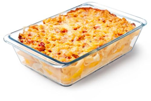 NUTRIUPS Deep Glass Baking Dish, Glass Oven Dish, Rectangular Glass Lasagne Dish, Oven Proof Clear Glass Roasting Dish (2.3L)